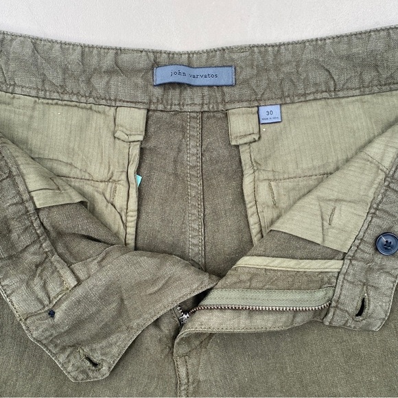 John Varvatos Men's Johnny Flat Front Shorts Olive Green Size 30 - Picture 7 of 9